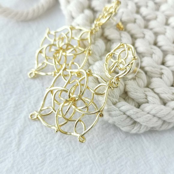 Authentic Kendra Scott Kelly - Gold Statement Earrings - Picture 3 of 3